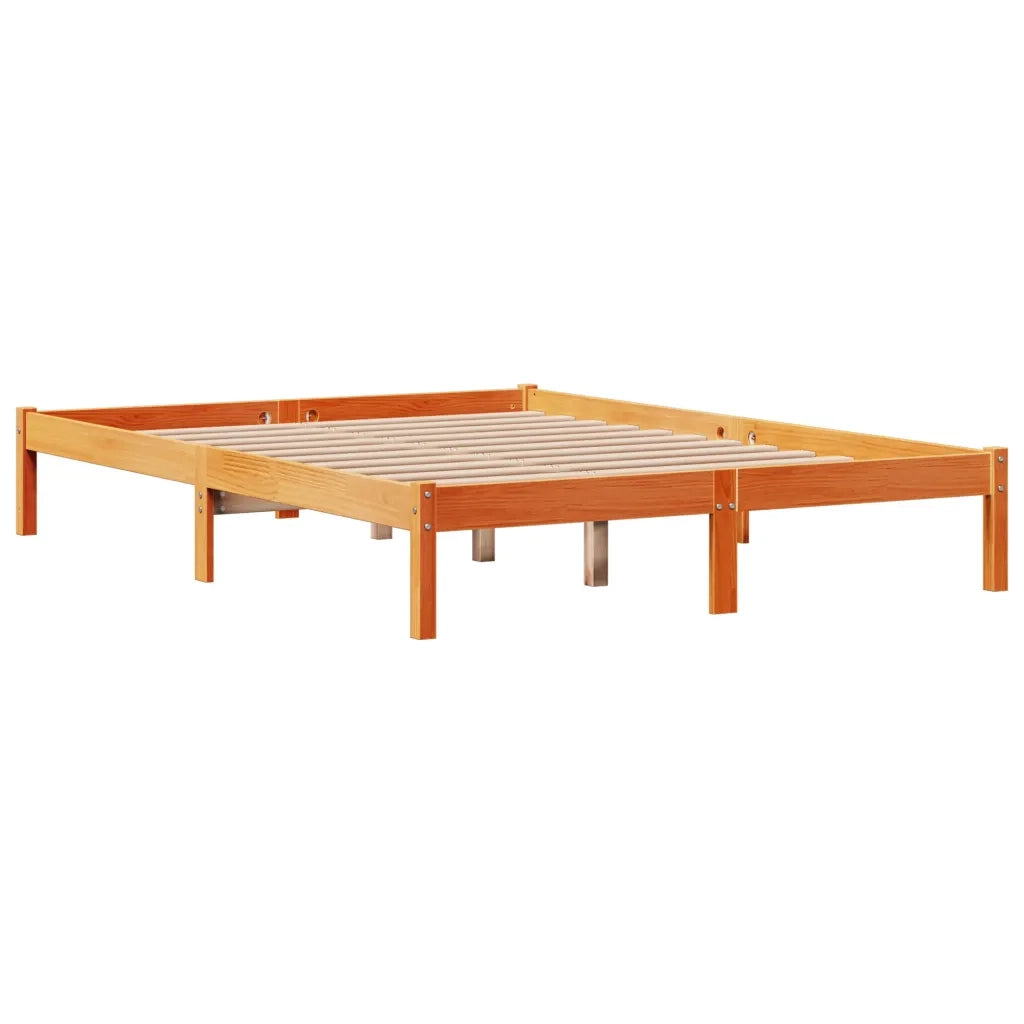 vidaXL Giroletto con Testiera Marrone Cera 135x190 cm Massello Pino