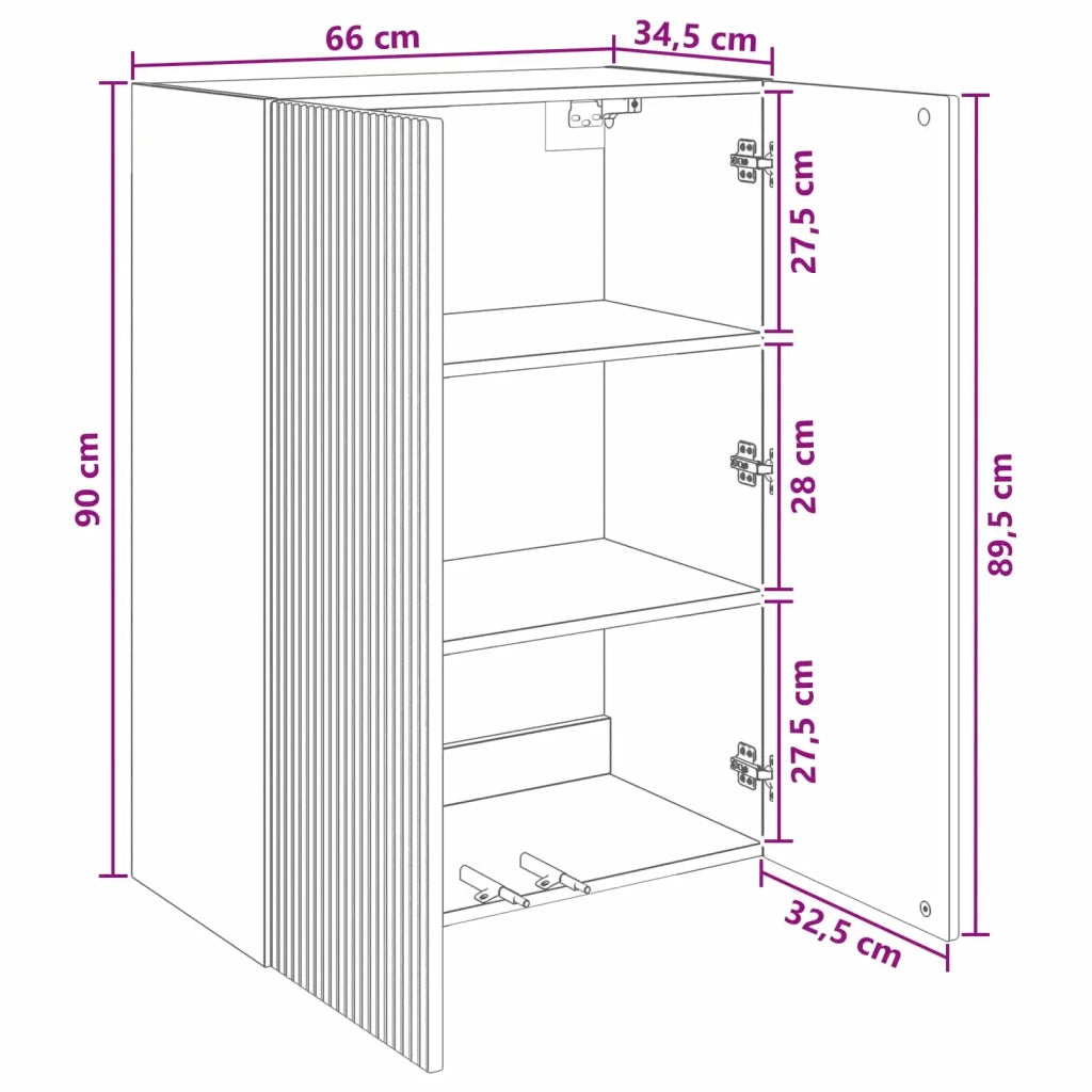 Mobiletto a muro Rovere Sonoma 66 x 34,5 x 90 cm 898397