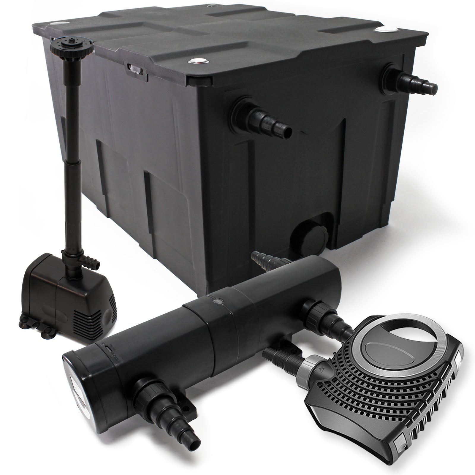 Set: Filtro bio per laghetto 60000l Chiarificatore UVC 24W Pompa 80W Pompa fontana