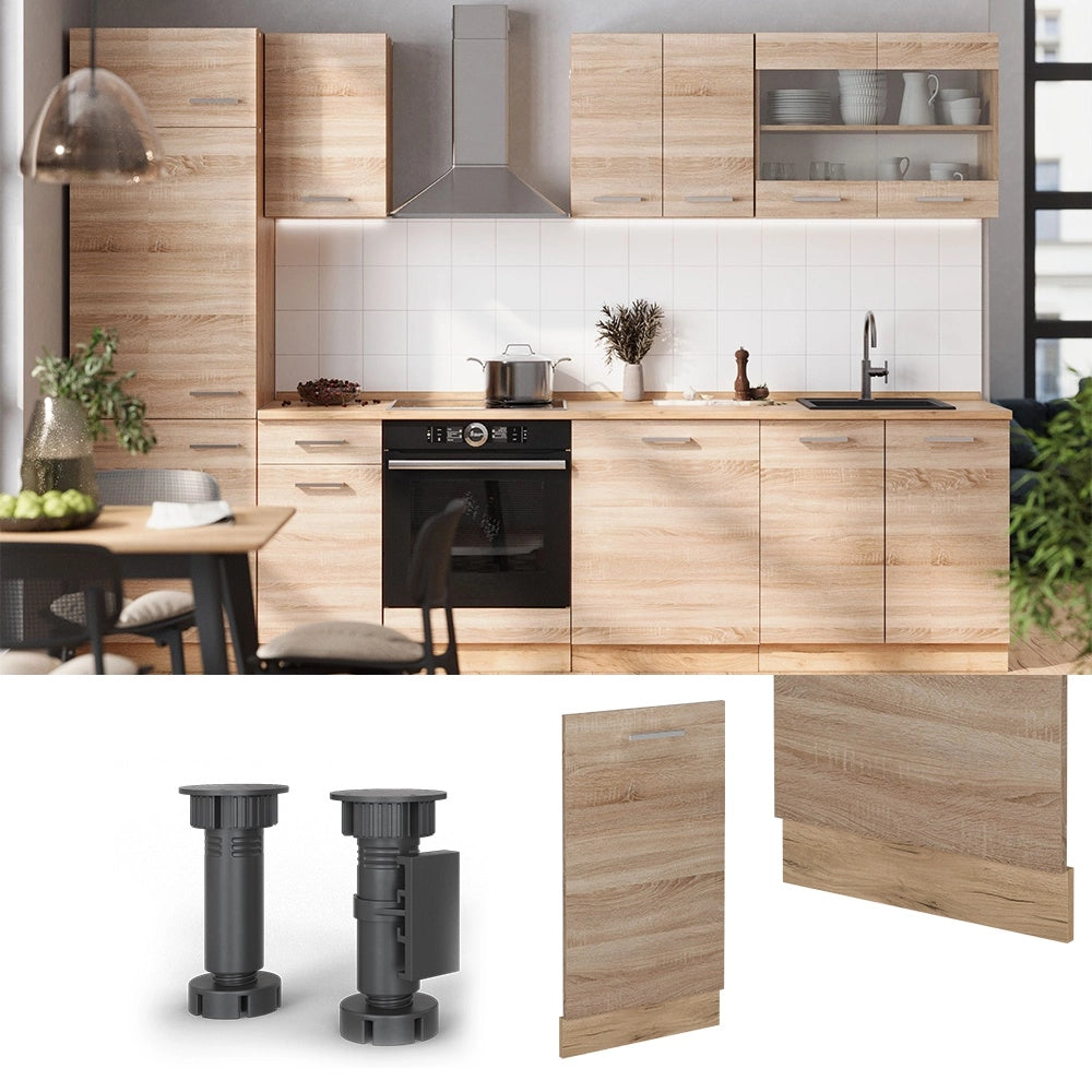Pannello frontale della lavastoviglie R-Line Sonoma/Rovere dorato 45 cm senza piano di lavoro Vicco