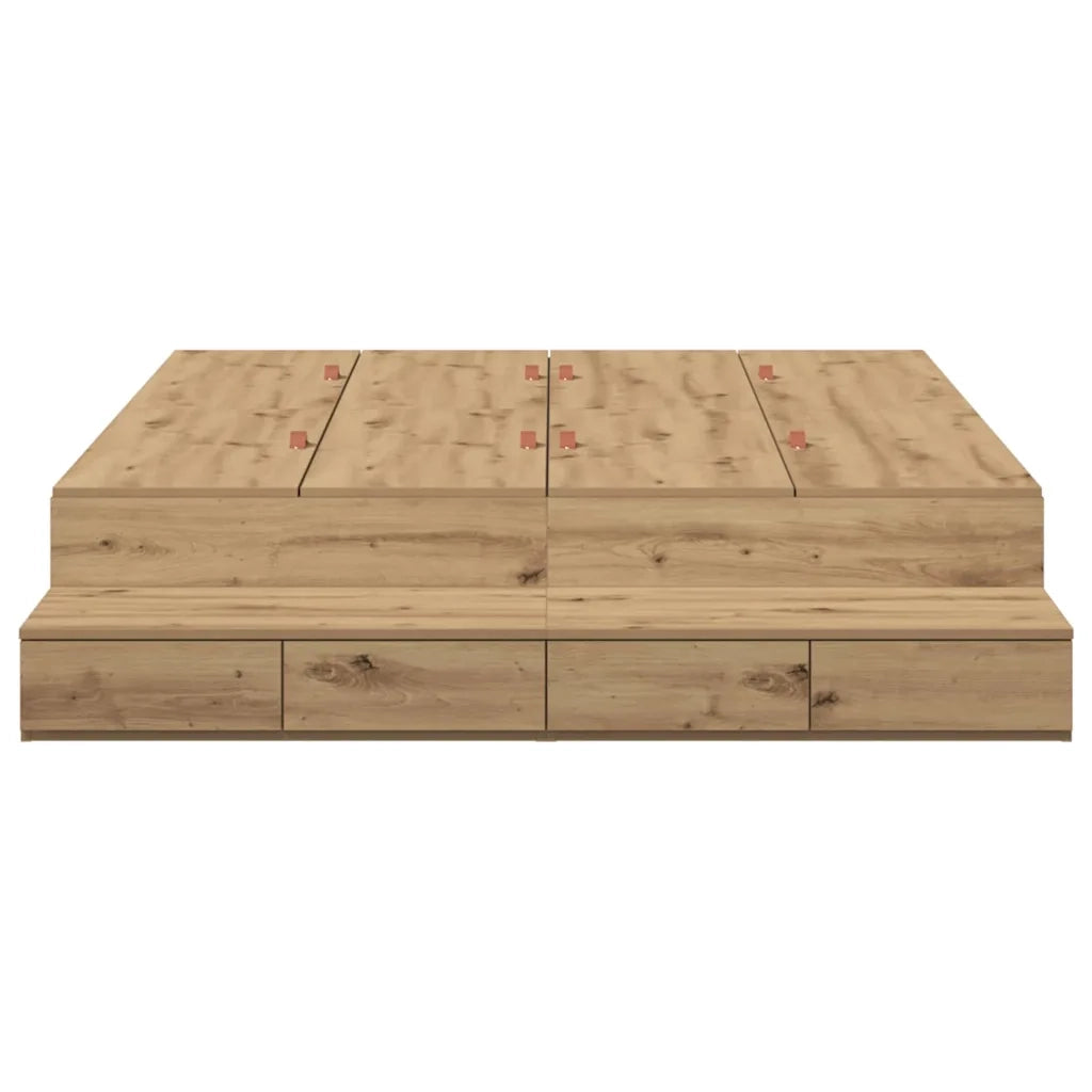 Struttura letto con contenitore Rovere artigianale 150 cm 3335652