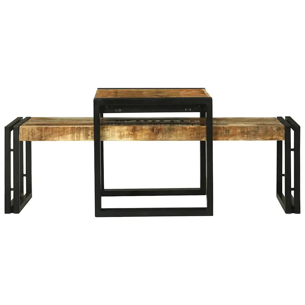 Tavolino da salotto 2 pcs Marrone Legno di mango massello 4104721