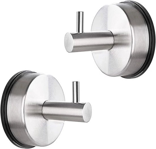 Set di 2 Zuignaphaken in Acciaio Inossidabile - Porta Asciugamani Extra Resistenti - Senza Forare - Asciugamani e Capispalla - Bagno e Cucina - Nero.
