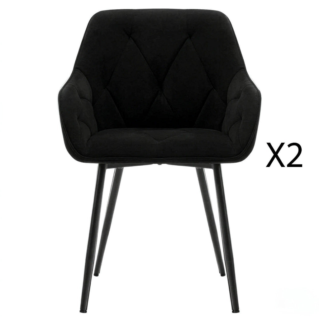 SEDIE Imbottite Set da 2 pezzi 45,5x45x83,5 cm Velluto Nero