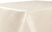 Tavolo Damascato con Ornamenti - Tavola Coperta Strizzata - Tavola Coperta Resistente ai Macchiamenti, Facile da Pulire - Tavola Coperta, Quadrata 160x300 cm, Crema
