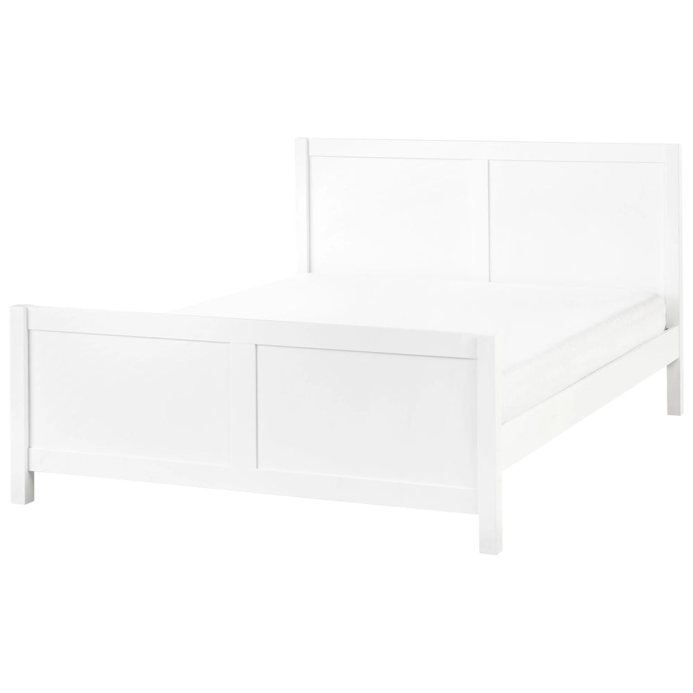 Letto Matrimoniale con Testiera Struttura a Doghe in Legno bianco 140 x 200 cm stile moderno