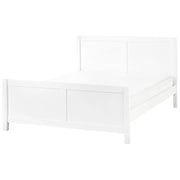 Letto Matrimoniale con Testiera Struttura a Doghe in Legno bianco 140 x 200 cm stile moderno