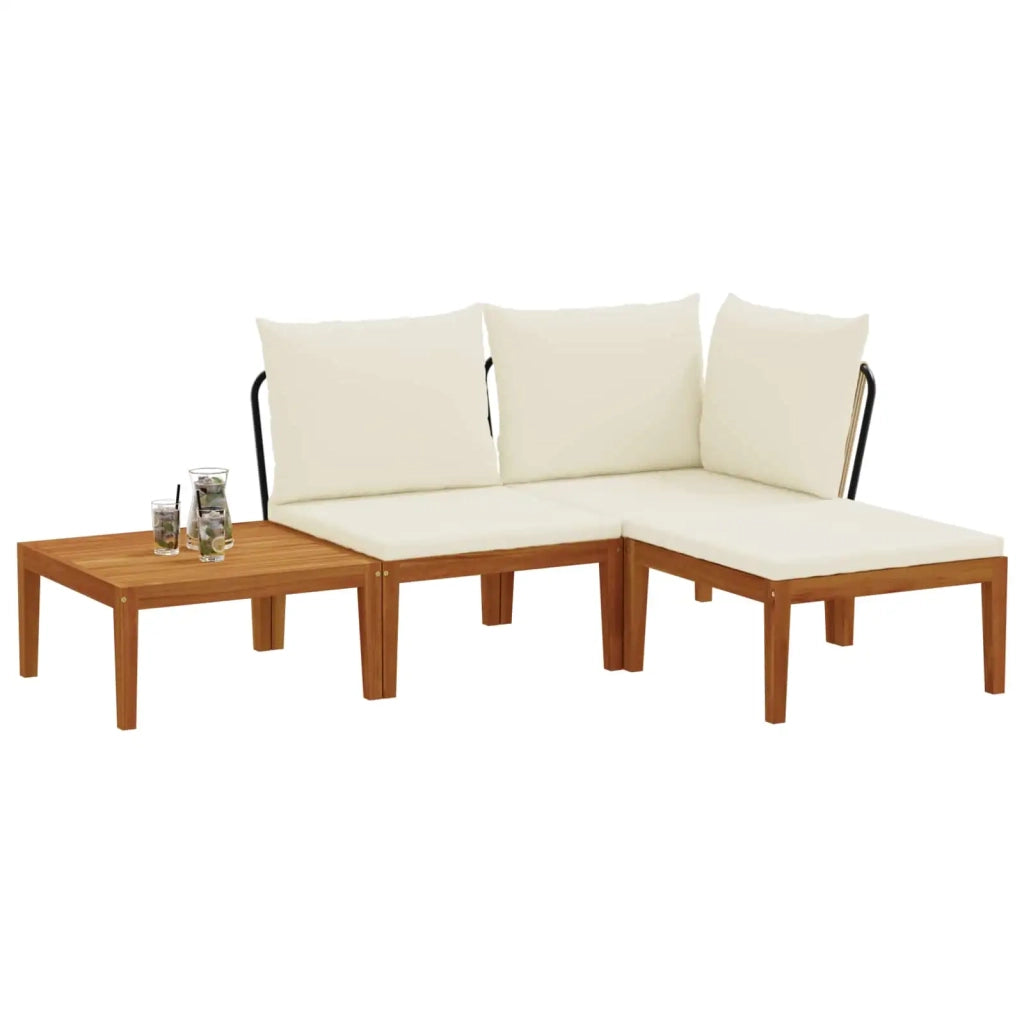 4 pcs Legno massiccio di acacia e corda Naturale 3407763