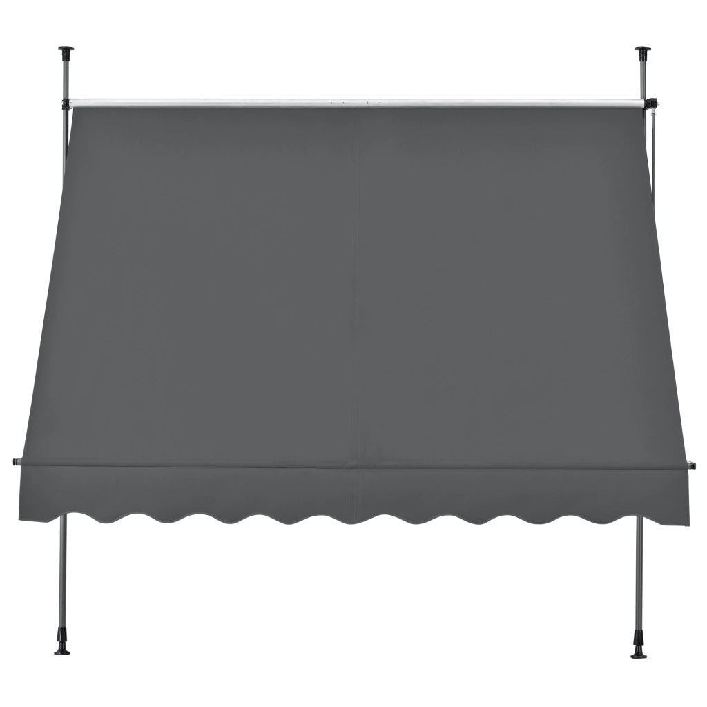 Tenda da Sole a Muro con Pali di Supporto Telescopici Parasole 198 x 120 cm (LxP) Grigio pro.tec