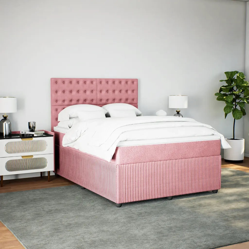 Giroletto a Molle con Materasso Rosa 160x200 cm in Velluto