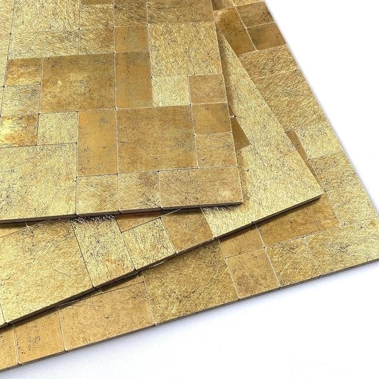 Tegelstickers 3D autofissanti per cucine, piastrelle quadrati in mosaico acqua-resistenti in oro fluente (10 fogli)