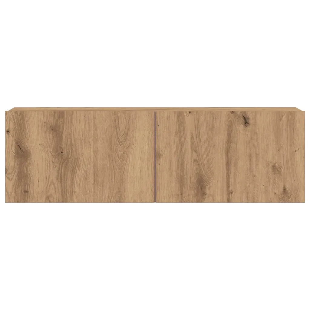Set Mobile TV 7 pz Montato a Parete Rovere in Legno Multistrato