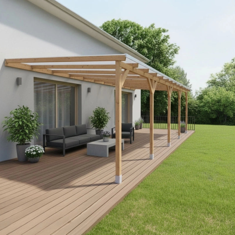 Tetto Couv'Terrasse in legno 3x10,4m - con tetto