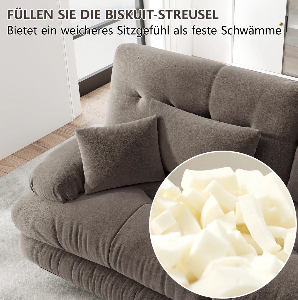 Divano modulare 4 posti con ottomane mobili 406x145x81 cm in ciniglia marrone