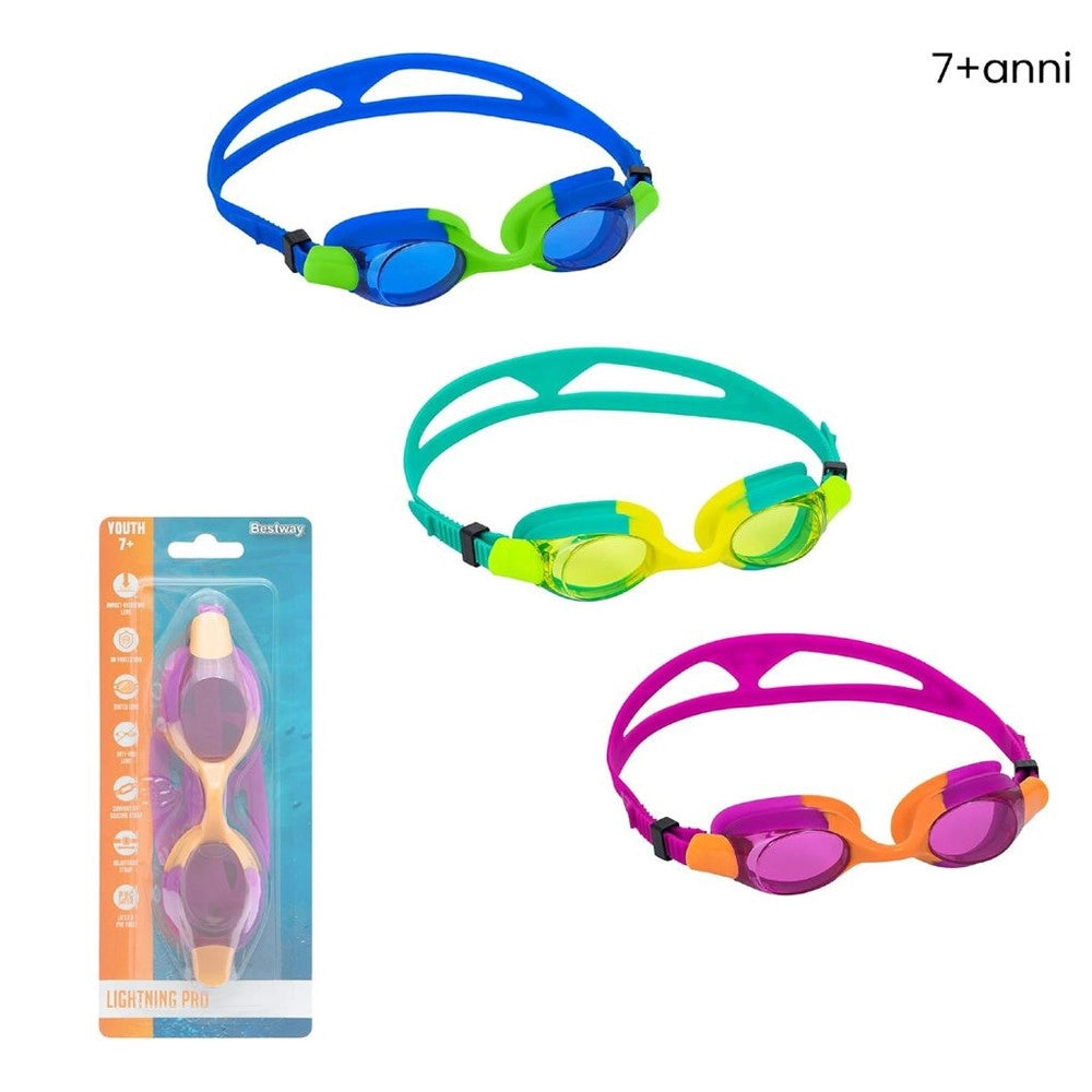 Trade Shop - Occhialini Da Nuoto Piscina  In Silicone Per Bambini 7-14 Anni Ocean Crest 3 Colori 21065 -