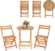 Set da Bistrò Pieghevole, Set da 3 Pezzi in Legno di Acacia, Tavolo Portato 40 kg, Sedie Portato 160 kg, Set Terrazza, Set Tavolo e Sedie da Giardino, Set da Esterno per Balcone, Naturale