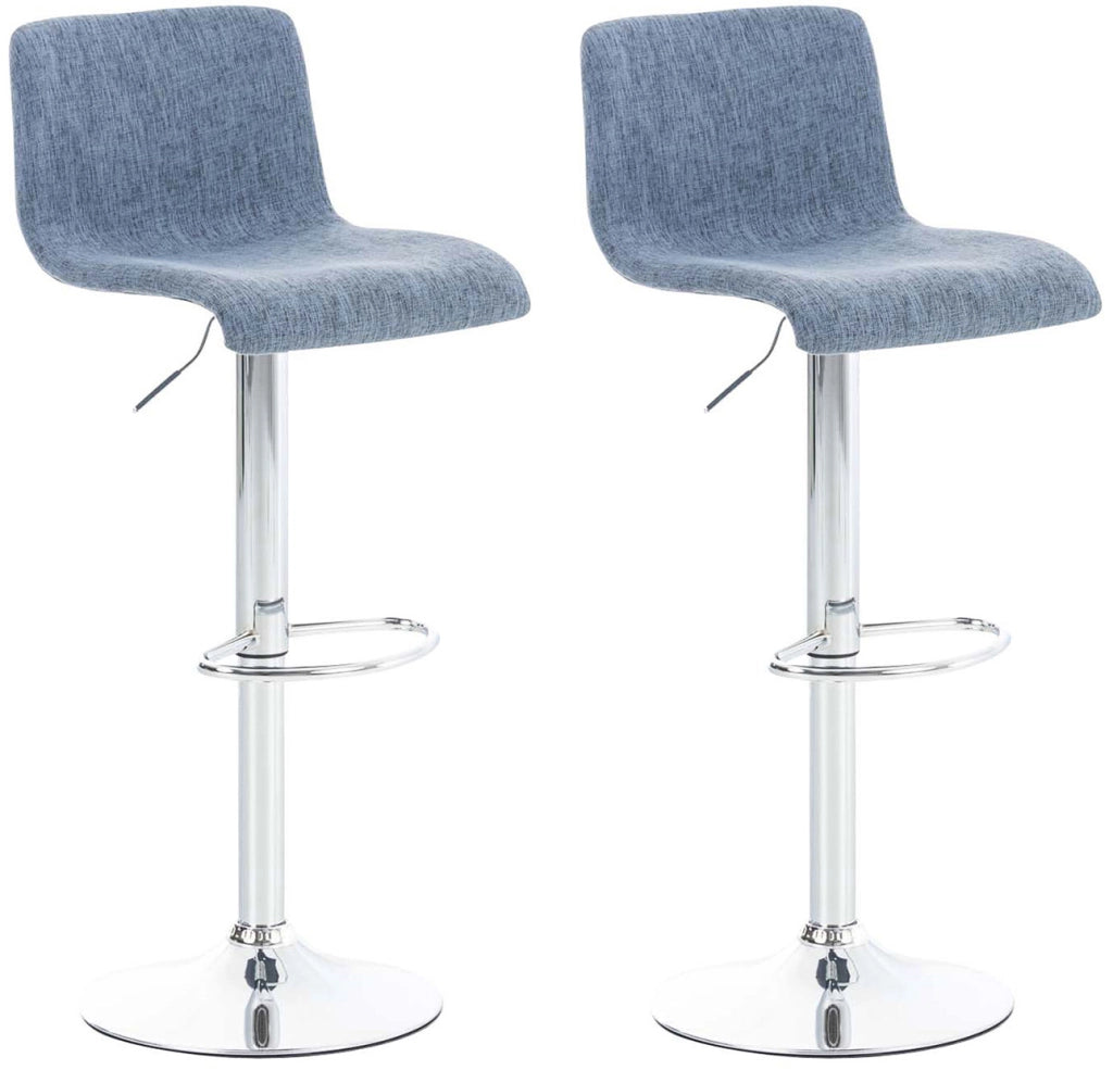 Set 2 sgabelli HOVER in tessuto blu,cromo