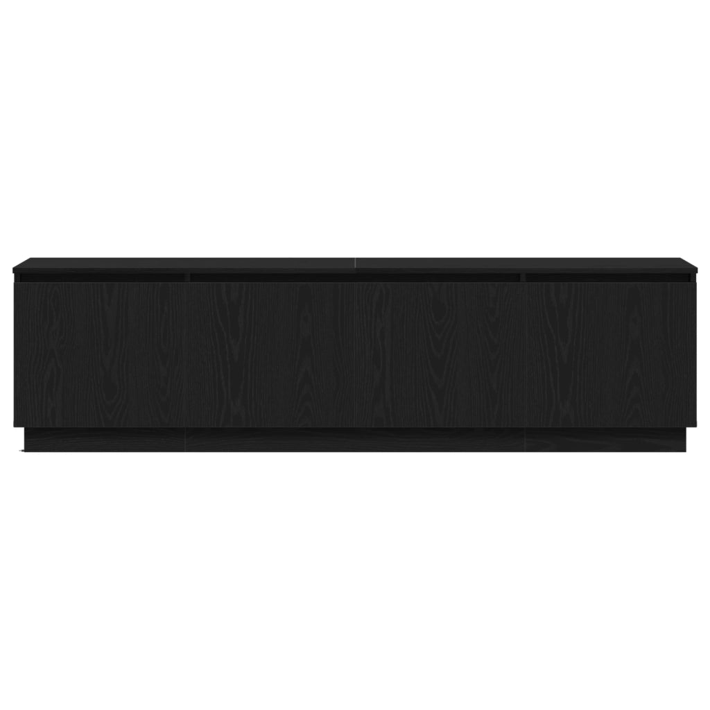 Mobile TV  con LED Nero Rovere 180x38x49 cm Legno ingegnerizzato
