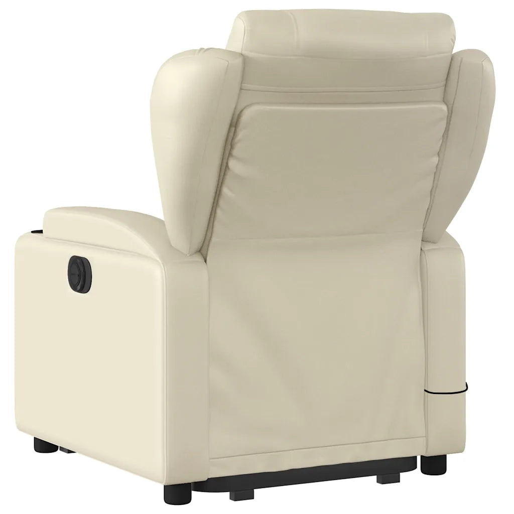 Poltrona Alzapersona Elettrica Reclinabile Crema in Similpelle 3204566