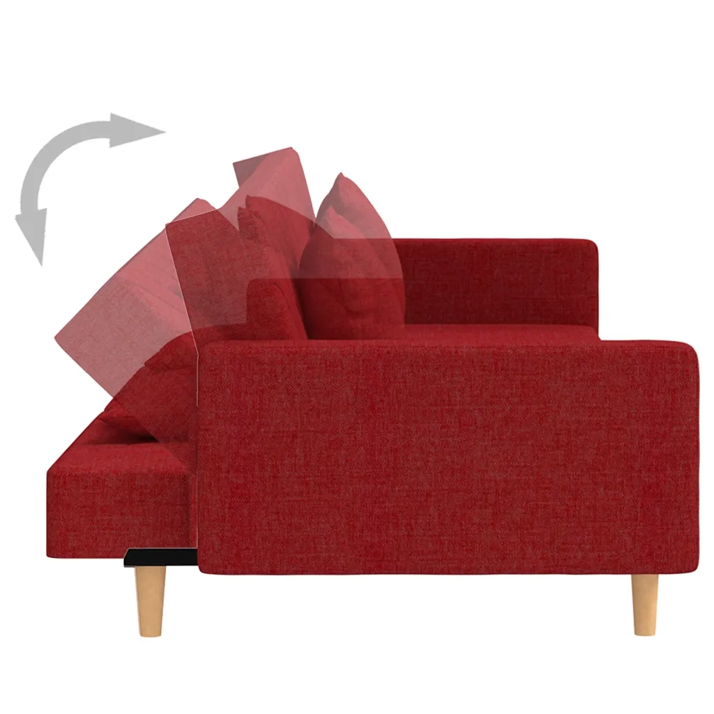 Divano Letto a 2 Posti con 2 Cuscini Rosso Vino in Tessuto 375907
