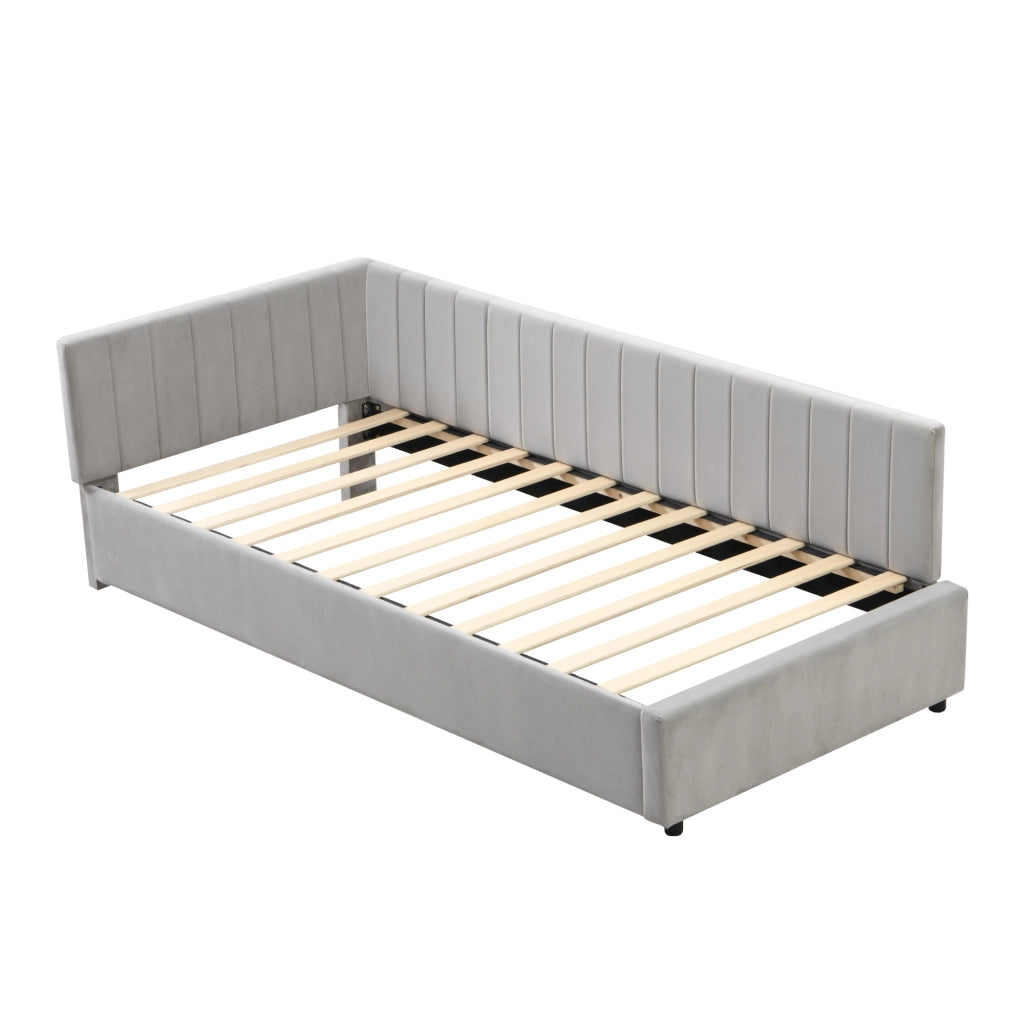 OKWISH Letto Divano 90 x 200 cm, Letto Singolo Imbottito con Schienale Reversibile, senza Materasso, Grigio