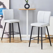Sgabello da bar con schienale ergonomico in pu e metallo con poggiapiedi nero grigio chiaro 101 cm