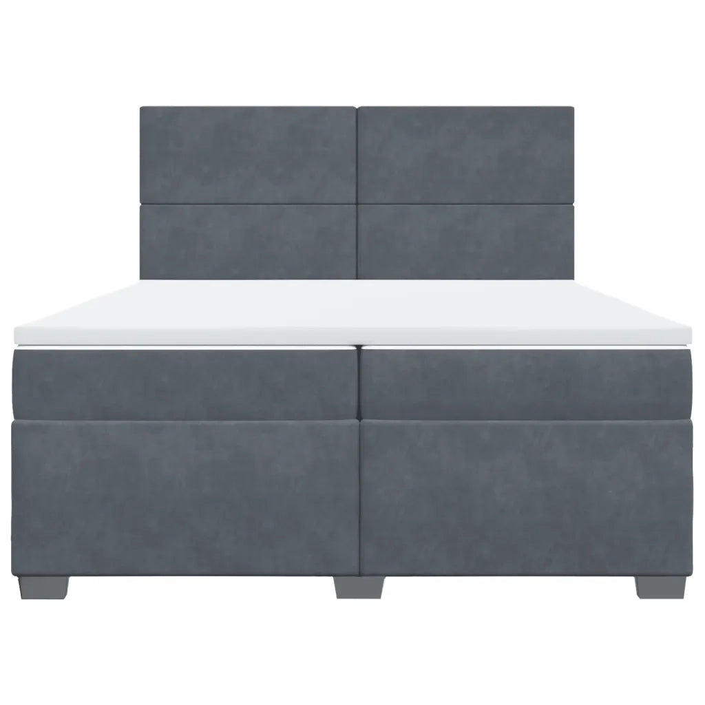 Giroletto a Molle con Materasso Grigio Scuro 200x200 cm Velluto