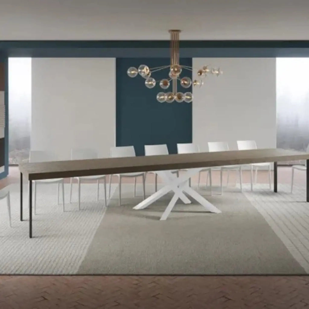 Tavolo allungabile 200/460x90 cm Volantis Premium tortora gambe bianche