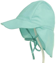 Cappello per bambino, cappello estivo per bambini, cappello con protezione per collo e nastri, cappello flapper, cappello UV per il mare (XS: adatto per circonferenza capelluta 44-48 cm) - Blu-verde