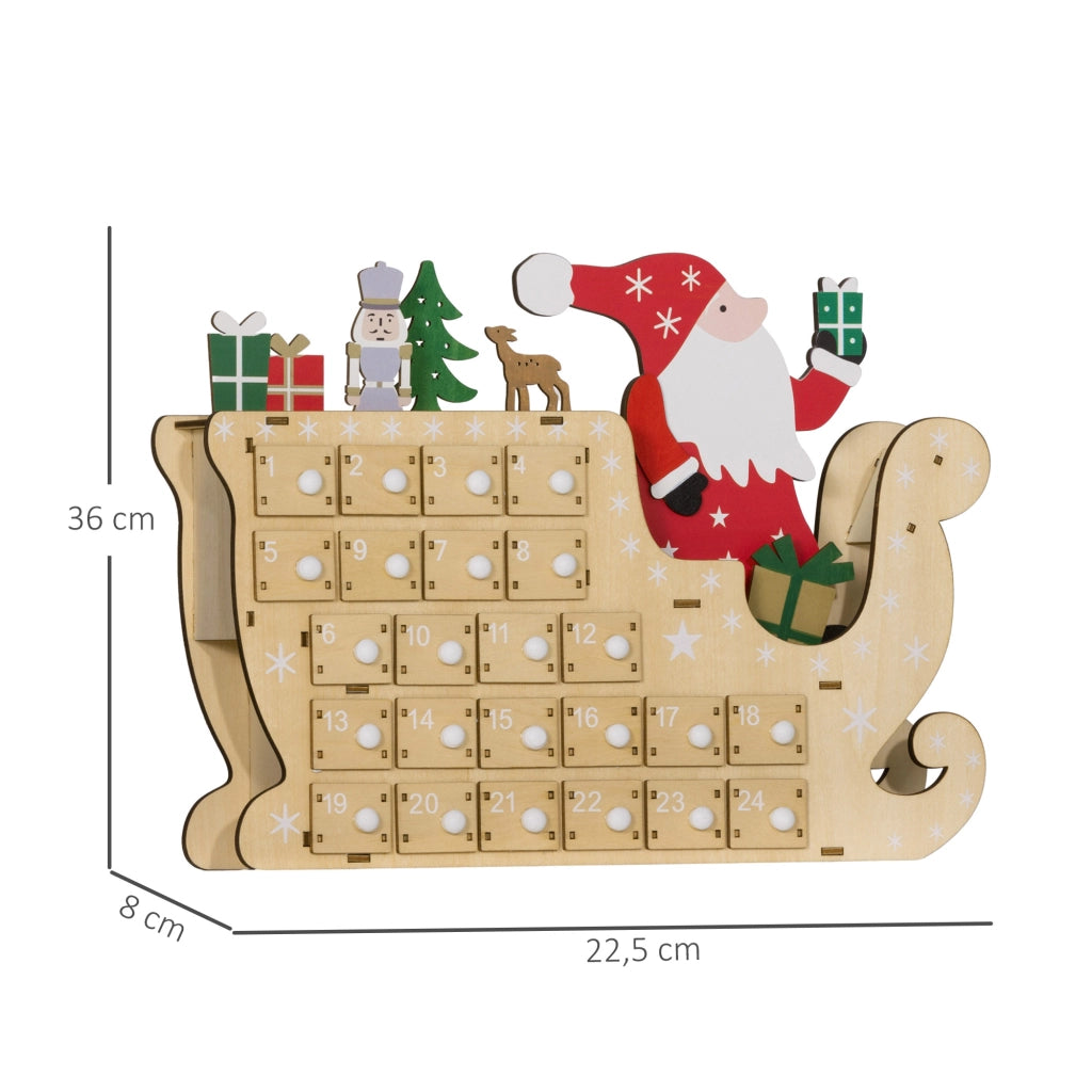 Calendario dell'Avvento in Legno con 24 Cassetti ¨C zephmum ¨C Naturale 22.5x8x36 cm