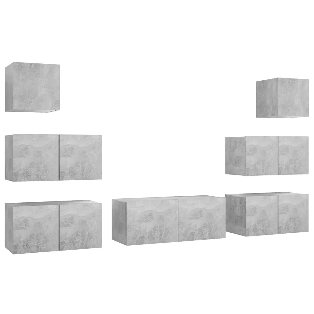 Set di Mobili Porta TV 7 pz Grigio Cemento in Legno Multistrato 3079132