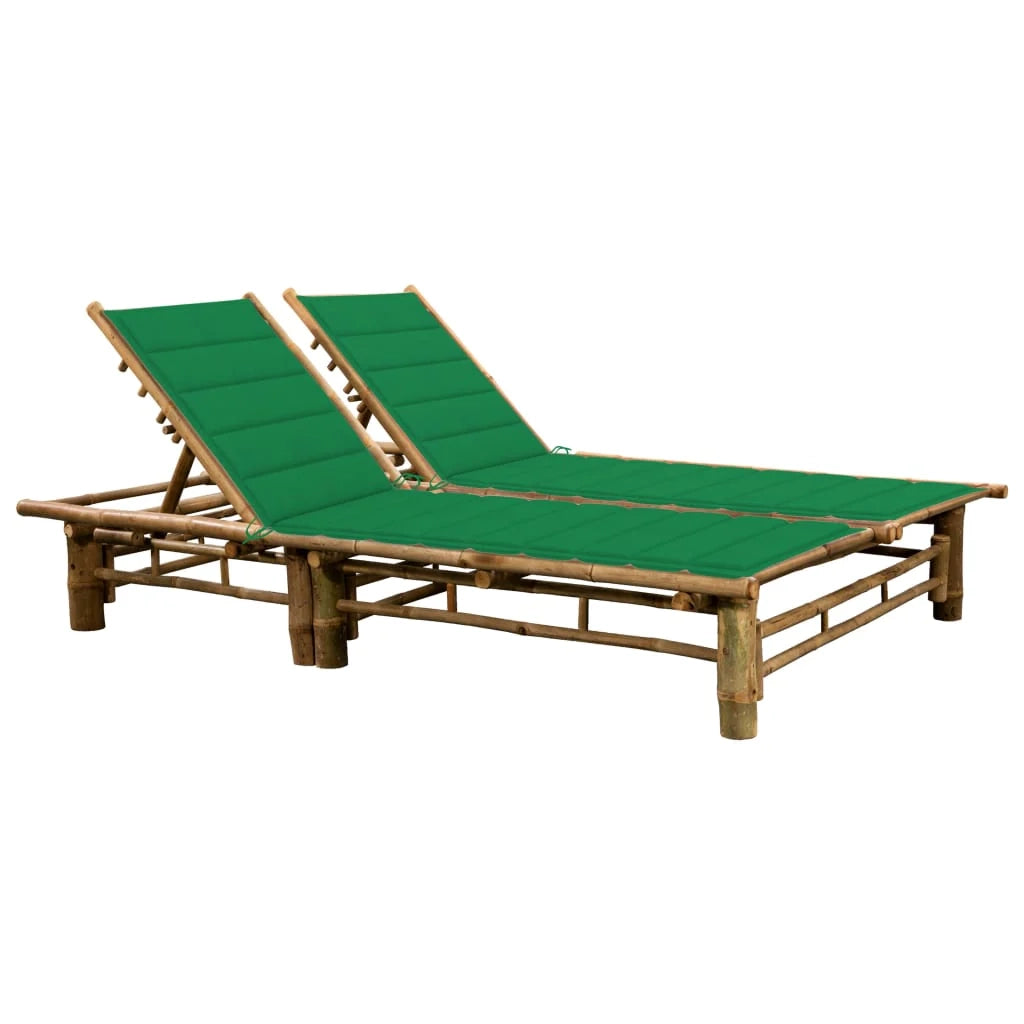 Lettino prendisole sedia a sdraio lettino prendisole letto da giardino mobili da esterno per patio per 2 persone con cuscini in bambù 02_0012897