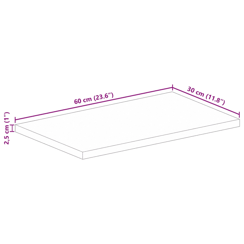 Piano per Tavolo 60x30x2,5 cm Rettangolare Legno Massello Mango 371434