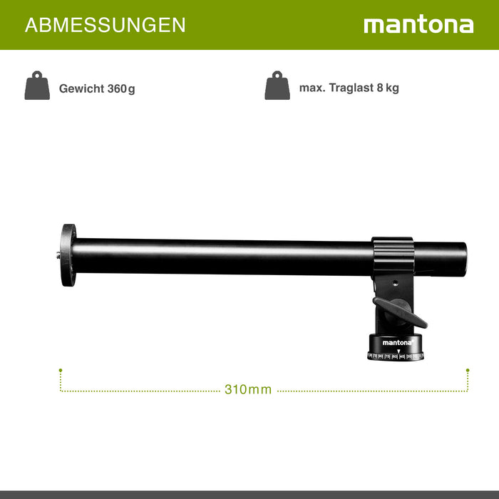 Mantona Braccio di estensione per treppiede, 31 cm