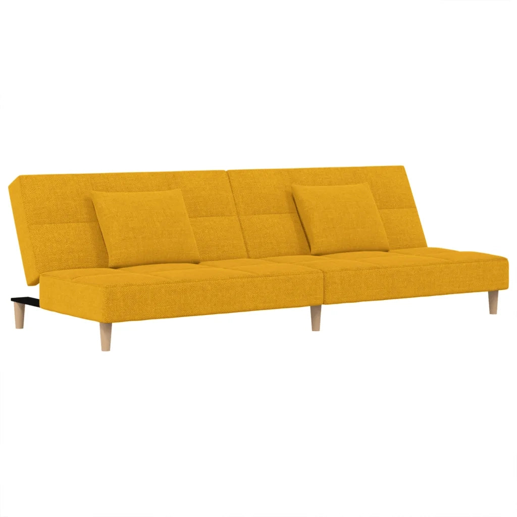 Divano Letto a 2 Posti con 2 Cuscini Giallo in Tessuto 375797