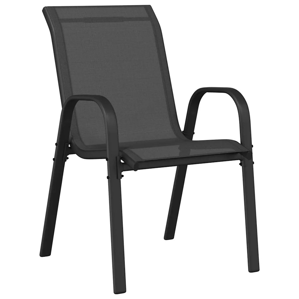 Sedie da Giardino Impilabili 6 pz in Tessuto Textilene Nero 318783