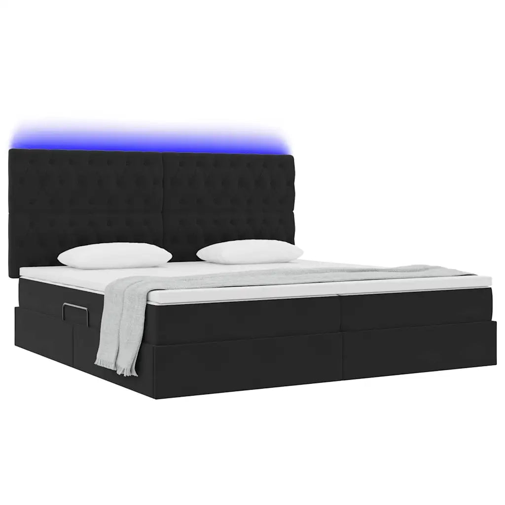 Letto con contenitore LED e materasso Nero 200 x 200 cm Velluto
