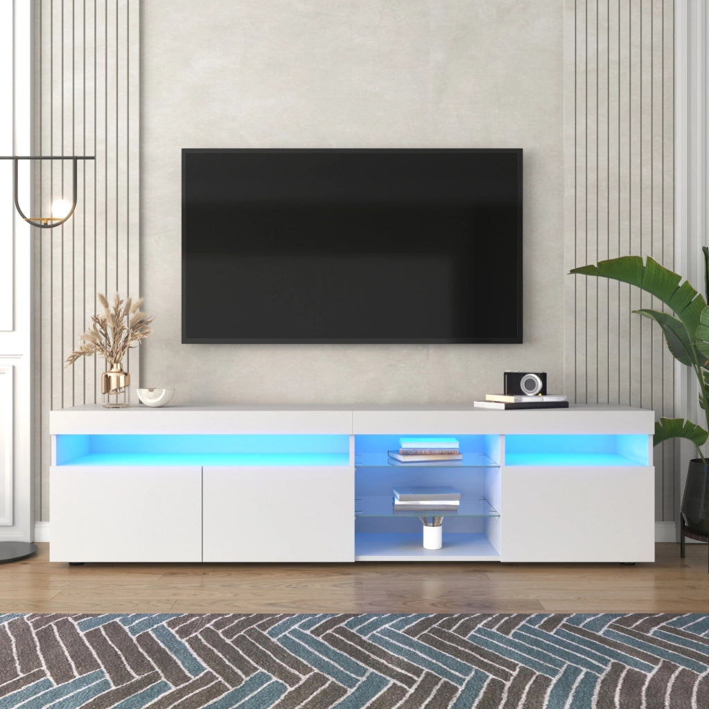 MOBILE TV moderno con LED 180x35x48 cm bianco in MDF
