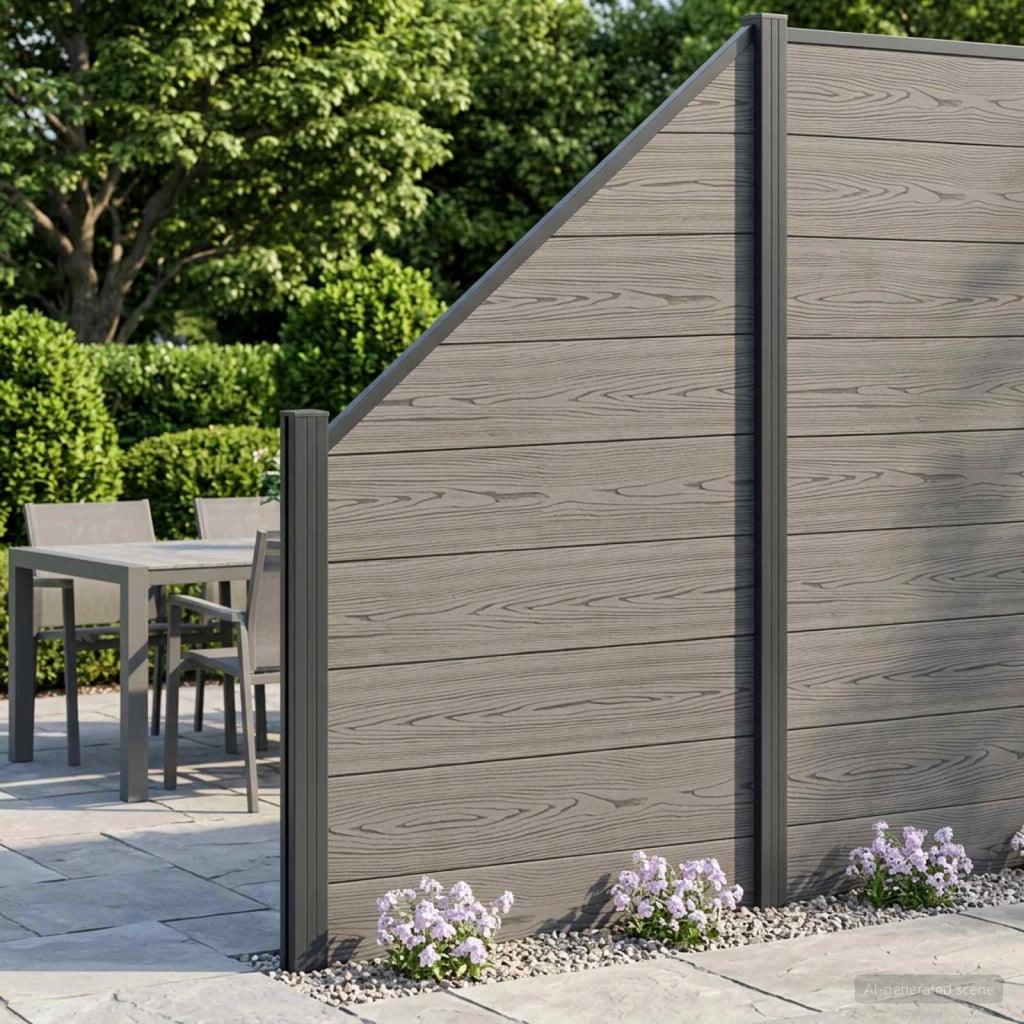 Set di Recinzione 95 x 180 cm WPC e Alluminio Grigio 42039062