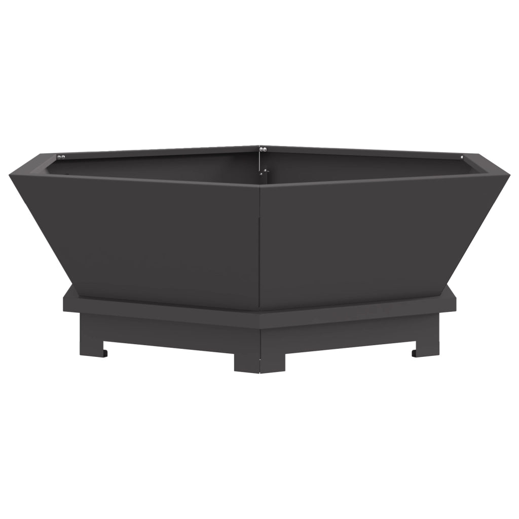 Focolare Esagonale Nero 75x75x28 cm Acciaio