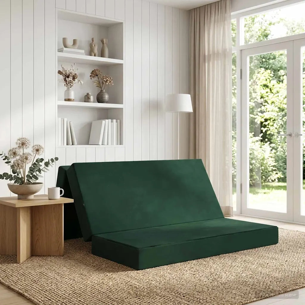 Divano Letto Pieghevole 140 x 67 x 45 cm Verde Scuro
