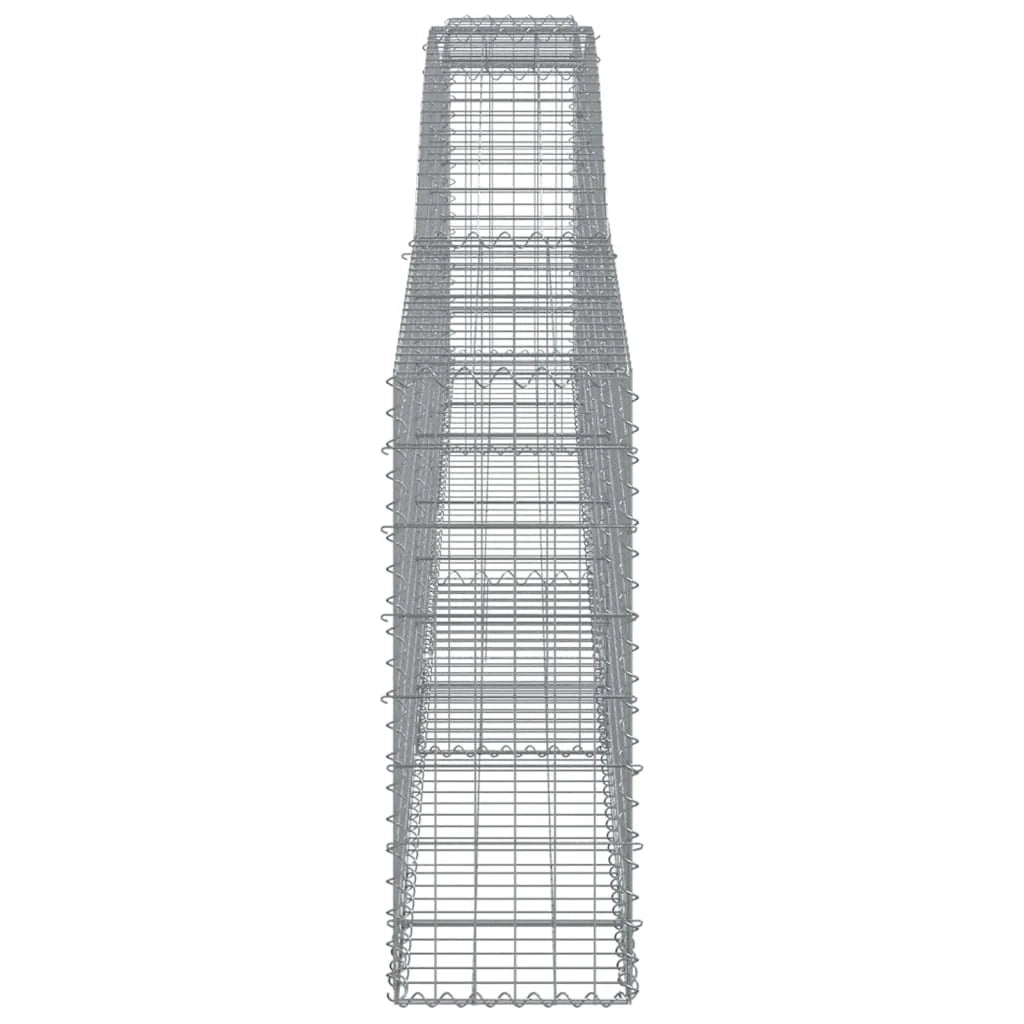 Cestini gabbioni recinzione a gabbia muro di contenimento ad arco 5 pezzi 400 x 30 x 80/100 cm ferro zincato argento 02_0040935