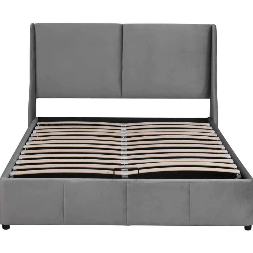 Letto matrimoniale imbottito contenitore 140 x 200 cm grigio