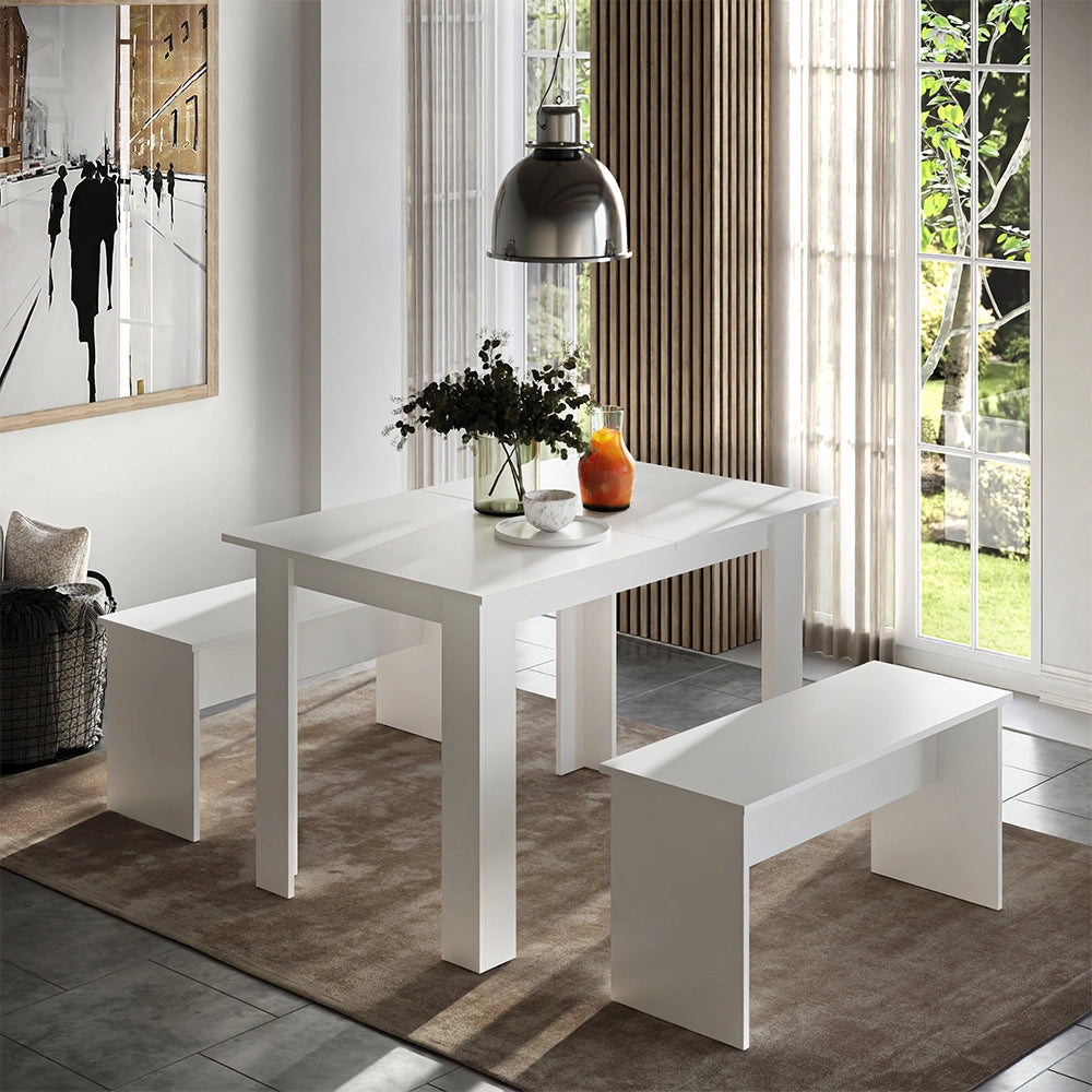 Vicco Set di tavoli da pranzo Bianco 112 x 73.6 cm con 2 panche