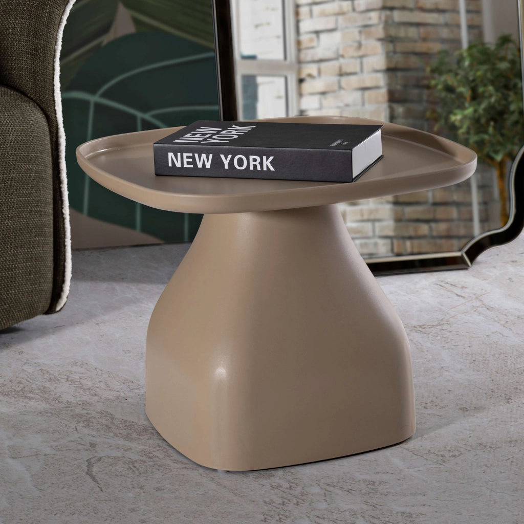 Derben, Tavolino da Salotto Adatto per Indoor/outdoor Angoli Arrotondati, 48x48x38h cm Grigio Tortora