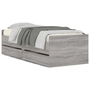 Letto singolo | Letto per adulti | Giroletto con Cassetti Grigio Sonoma 100x200 cm