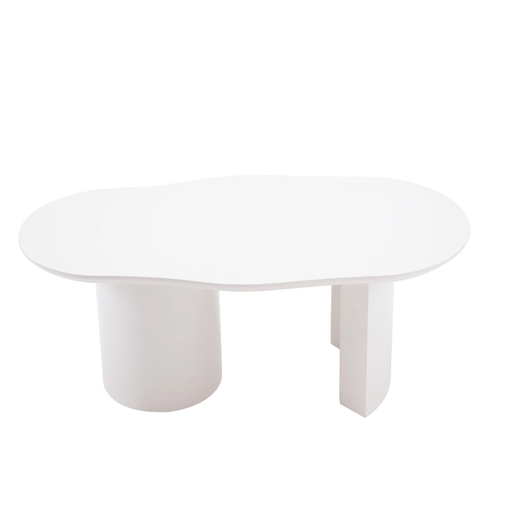 Tavolino da caffè con piano irregolare - in MDF - 100x40-50x40.5 cm - bianco