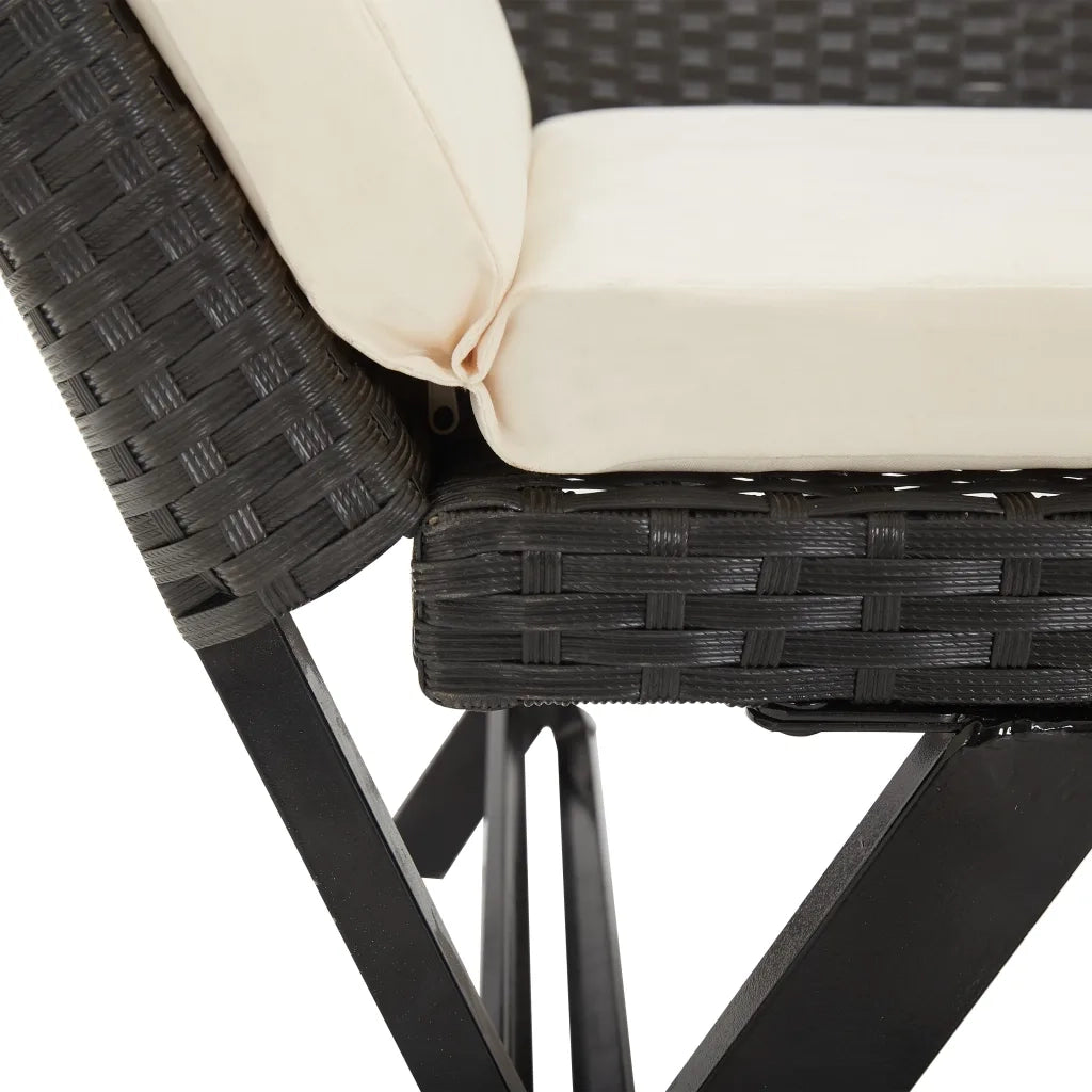 Panchina da Giardino con Cuscini 176 cm Nera in Polyrattan 46230