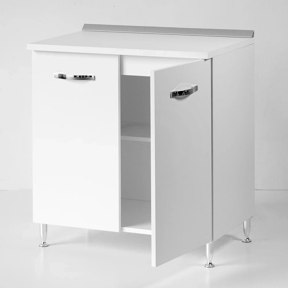 Base per cucina componibile da 80 cm con ante, realizzata in legno 100% MADE IN ITALY colore Bianco Frassino