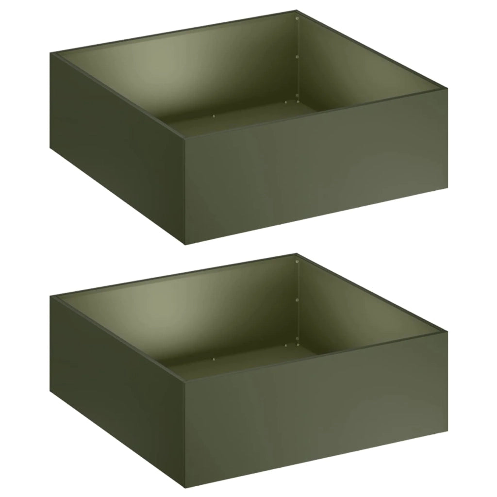 Vaso da giardino 2 pz Verde Oliva 40 x 40 x 20 cm 8004987